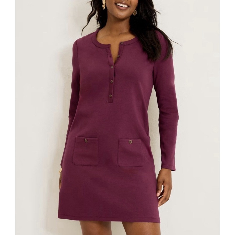 NWT Tommy Bahama Double Knit Long-Sleeve Minimalist Leisurewear Short Dress Sz L